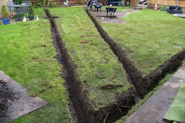 Installation of French Drain in Lawn